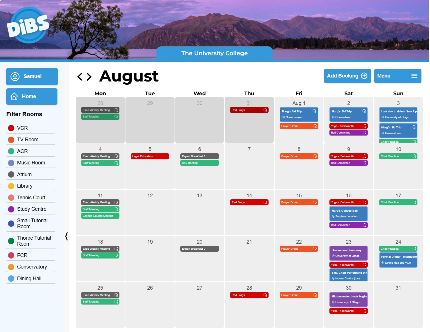 Booking Interface